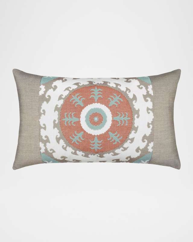 Suzani Indoor/Outdoor Lumbar Pillow, 12" x 20"